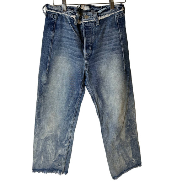 AYR The Arch High Waist Button-Fly Crop Jeans Acid Wash Blue Size 25 - Picture 5 of 8